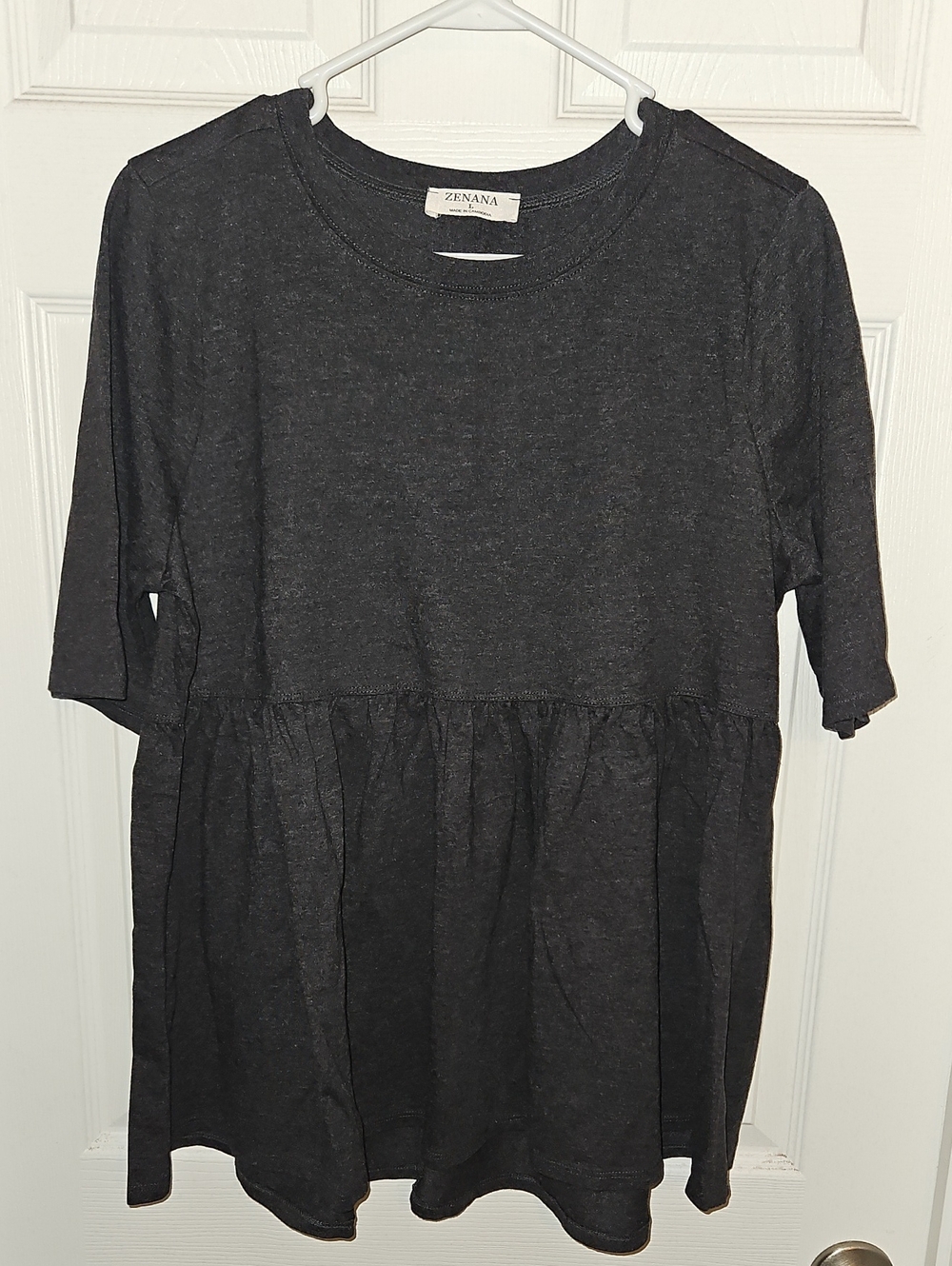 Zenana Outfitters Charcoal Heather Babydoll Tee
